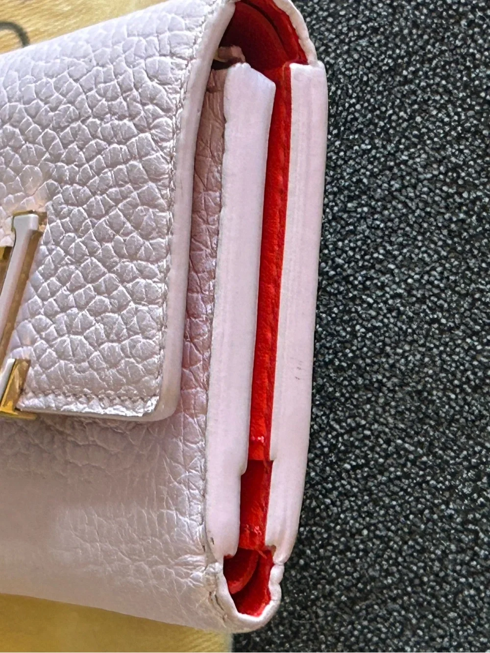 Louis Vuitton Capucines Limited Edition pink and red leather trifold wallet
